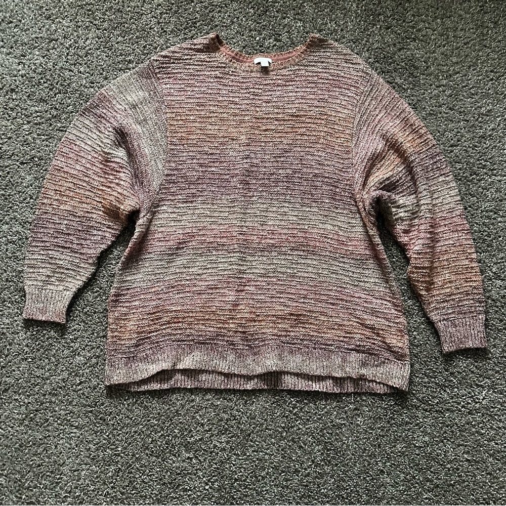 J. Jill Pure Jill Multicolored Textured Pink Ombre Crewneck Knit Sweater XL Tall - Picture 4 of 7